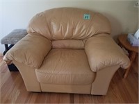 Leather Over-Stuffed Taupe Easy Chair