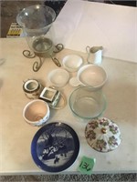 candle holder, bowls & other