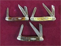 (3) CASE STOCKMAN KNIVES (ALL USED)