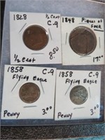 (4) MID 1800'S COINS