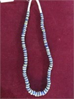 24" LONG STRAND OF BLUE & WHITE BUTTON BEADS