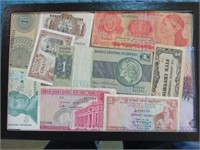 FRAME OF (10) PIECES OF FOREIGN PAPER CURRENCY