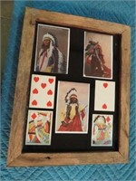 FRAME OF INDIAN CARDS W/ PLAYING CARDS