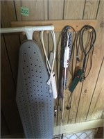 iron board, ext cords, power stripss