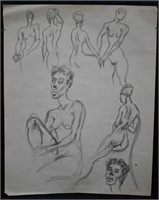 Joseph Delaney Chalk on Paper Study of a Female