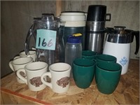 Corning Ware Perculator Pot, Mugs, Etc.