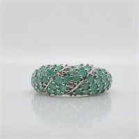 SILVER EMERALD(1.2CT)  RING (~SIZE 6.75) (~WEIGHT