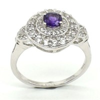 SILVER AMETHYST CZ(1.45CT) MIRCRON RHODIUM PLATED