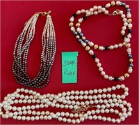 845 - 3 LOVELY JOAN RIVERS FAUX PEARL NECKLACES