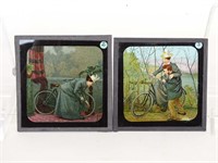 Victorian Glass Bicycle Projection Slide Set