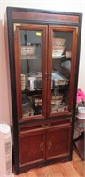 ASIAN STYLE CHINA CABINET WITH BEVELED GLASS