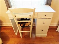WHITE PAINTED DESK AND CHAIR