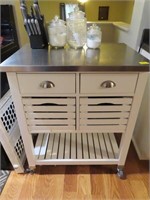 PORTABLE KITCHEN ISLAND WITH DRAWERS AND