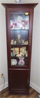 CURIO CABINET WITH CONTENTS: FIGURINES