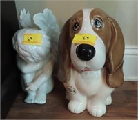 CERAMIC DOG COOKIE JAR AND CERAMIC ANGEL
