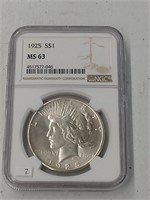 1925 Peace Silver Dollar NGC MS63