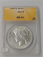 1927 Peace Silver Dollar ANAC MS61