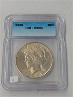 1925 Peace Silver Dollar ICQ MS64