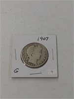 1907 Barber Silver Half Dolalr