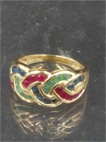 14K Gold Multi Stone Ring SZ 7.25   4.2g