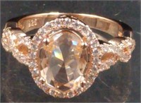 Oval Morganite Infinity Ring Sterling Silver SZ 5