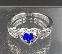 Sapphire Sterling Silver Ring SZ 7 1/2