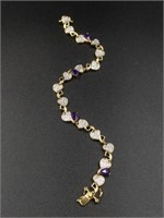 7.5" Gold Plated and Amethyst Bracelet
