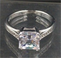 White Topaz and Sterling Silver Ring SZ 8.75
