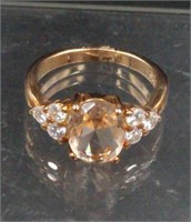 Morganite and Sterling Silver Ring SZ 4.75