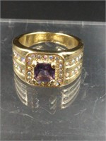 10K Gold Plated Amethyst Ring SZ 8.25