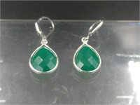 Green Amethyst Sterling Silver Drop Earrings