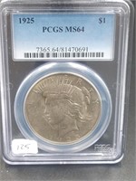 1925 Peace Silver Dollar PCGS MS64