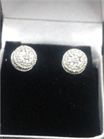 Diamond and Sterling Silver Stud Earrings