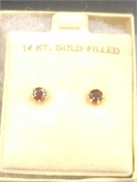 14KGF Ruby Stud Earrings