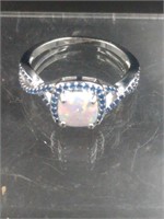Opal & Blue Topaz Multi Stone Ring SZ 9.25