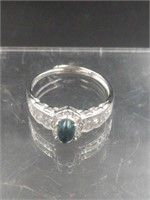 Black Opal and Sterling Silver Ring SZ 8