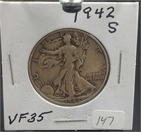 1942-S Walking Liberty Half Dollar 90% Silver