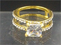 White Topaz Gold Colored Fashion Ring SZ 9
