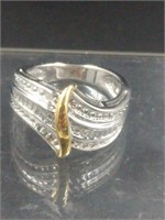 Two Toned Diamond Accent Dinner Ring SZ 7