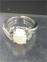 Opal & Sterling Silver Ring SZ 8
