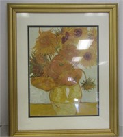 Framed Sunflower Lithograph 18x23"