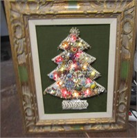 Handmade Vintage Jewelry Xmas Tree Framed