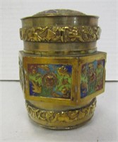 Antique Brass & Enamel Container - China