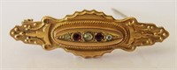 9KT Gold Late Victorian Mourning Broach Ruby