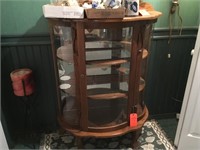 Oak curved glass cabinet