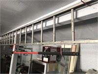 aluminum ladder, pole saw