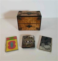 WOOD BOX & CARD CIGARETTE HOLDERS