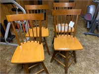 FOUR WOODEN BAR STOOLS