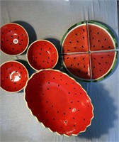 Watermelon Big Bowl with 3 small bowls and 4