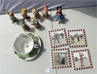 Dwarf Figurines and Golf Coasters,  Cup and